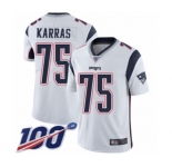 Youth New England Patriots #75 Ted Karras White Vapor Untouchable Limited Player 100th Season Football Jersey
