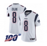 Youth New England Patriots #8 Jamie Collins White Vapor Untouchable Limited Player 100th Season Football Jersey