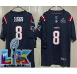 Youth New England Patriots #8 Stefon Diggs Limited Navy Super Bowl LX Vapor Jersey