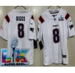 Youth New England Patriots #8 Stefon Diggs Limited White Super Bowl LX Vapor Jersey