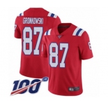 Youth New England Patriots #87 Rob Gronkowski Red Alternate Vapor Untouchable Limited Player 100th Season Football Jersey
