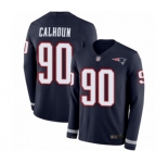 Youth New England Patriots #90 Shilique Calhoun Limited Navy Blue Therma Long Sleeve Football Jersey