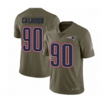 Youth New England Patriots #90 Shilique Calhoun Limited Olive 2017 Salute to Service Football Jersey