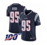 Youth New England Patriots #95 Derek Rivers Navy Blue Team Color Vapor Untouchable Limited Player 100th Season Football Jersey