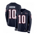 Youth Nike New England Patriots #10 Josh Gordon Limited Navy Blue Therma Long Sleeve NFL Jersey