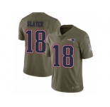 Youth Nike New England Patriots #18 Matthew Slater Limited Olive 2017 Salute to Service NFL Jerse