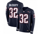 Youth Nike New England Patriots #32 Devin McCourty Limited Navy Blue Therma Long Sleeve NFL Jersey