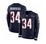 Youth Nike New England Patriots #34 Rex Burkhead Limited Navy Blue Therma Long Sleeve NFL Jersey