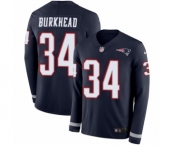 Youth Nike New England Patriots #34 Rex Burkhead Limited Navy Blue Therma Long Sleeve NFL Jersey