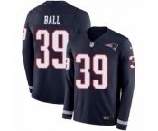 Youth Nike New England Patriots #39 Montee Ball Limited Navy Blue Therma Long Sleeve NFL Jersey