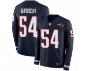 Youth Nike New England Patriots #54 Tedy Bruschi Limited Navy Blue Therma Long Sleeve NFL Jersey