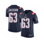 Youth Nike New England Patriots #63 Tre Jackson Limited Navy Blue Rush NFL Jersey