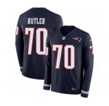 Youth Nike New England Patriots #70 Adam Butler Limited Navy Blue Therma Long Sleeve NFL Jersey
