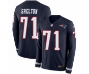 Youth Nike New England Patriots #71 Danny Shelton Limited Navy Blue Therma Long Sleeve NFL Jersey