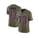 Youth Nike New England Patriots #73 John Hannah Limited Olive 2017 Salute to Service NFL Jersey