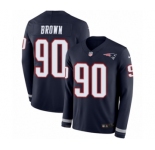 Youth Nike New England Patriots #90 Malcom Brown Limited Navy Blue Therma Long Sleeve NFL Jersey