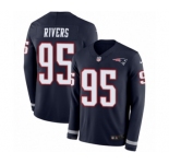 Youth Nike New England Patriots #95 Derek Rivers Limited Navy Blue Therma Long Sleeve NFL Jersey