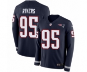 Youth Nike New England Patriots #95 Derek Rivers Limited Navy Blue Therma Long Sleeve NFL Jersey