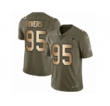Youth Nike New England Patriots #95 Derek Rivers Limited Olive Gold 2017 Salute to Service NFL Jersey