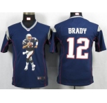 nike youth nfl jerseys new england patriots #12 tom brady blue[portrait fashion]