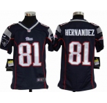 nike youth nfl jerseys new england patriots #81 hernandez blue[nike]