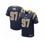 Men's Nike Los Angeles Rams #97 Eugene Sims Elite Navy Blue Team Color NFL Jersey