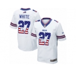 Men Nike Buffalo Bills #27 TreDavious White Elite White Road USA Flag Fashion NFL Jersey