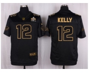 Nike Buffalo Bills #12 Jim Kelly Black Pro Line Gold Collection Jersey[Elite]