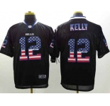 nike nfl jerseys buffalo bills #12 jim kelly black[Elite USA flag fashion]