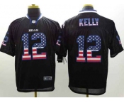 nike nfl jerseys buffalo bills #12 jim kelly black[Elite USA flag fashion]