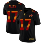 Buffalo Bills #17 Josh Allen Men's Black Nike Red Orange Stripe Vapor Limited NFL Jersey