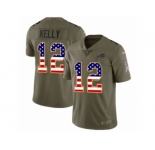 Men Nike Buffalo Bills #12 Jim Kelly Limited Olive USA Flag 2017 Salute to Service NFL Jersey