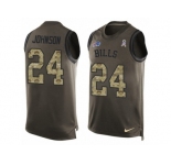 Men Nike Buffalo Bills #24 Leonard Johnson Limited Green Salute to Service Tank Top NFL Jersey