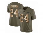 Men Nike Buffalo Bills #24 Leonard Johnson Limited Olive Gold 2017 Salute to Service NFL Jersey