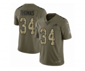 Men Nike Buffalo Bills #34 Thurman Thomas Limited Olive Camo 2017 Salute to Service NFL Jersey