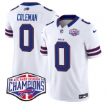 Men's Buffalo Bills #0 Keon Coleman White F.U.S.E. 2024 AFC East Division Champions Vapor Limited Stitched Football Jersey