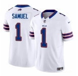 Men's Buffalo Bills #1 Curtis Samuel White 2023 F.U.S.E. Vapor Untouchable Limited Football Stitched Jersey