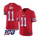 Men's Buffalo Bills #11 Zay Jones Limited Red Rush Vapor Untouchable 100th Season Football Jersey