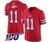 Men's Buffalo Bills #11 Zay Jones Limited Red Rush Vapor Untouchable 100th Season Football Jersey