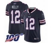 Men's Buffalo Bills #12 Jim Kelly Limited Navy Blue Inverted Legend 100th Season Football Jersey