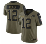 Men's Buffalo Bills #12 Jim Kelly Nike Olive 2021 Salute To Service Retired Player Limited Jersey