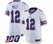 Men's Buffalo Bills #12 Jim Kelly White Vapor Untouchable Limited Player 100th Season Football Jersey