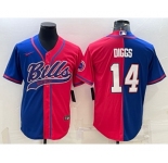 Men's Buffalo Bills #14 Stefon Diggs Blue Red Two Tone With Patch Cool Base Stitched Baseball Jersey