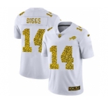 Men's Buffalo Bills #14 Stefon Diggs Flocked Leopard Print Vapor Limited Football Jersey White