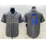 Men's Buffalo Bills #14 Stefon Diggs Gray With Patch Cool Base Stitched Baseball Jersey