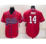 Men's Buffalo Bills #14 Stefon Diggs Red Stitched Cool Base Nike Baseball Jersey