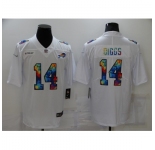 Men's Buffalo Bills #14 Stefon Diggs White Rainbow Version Nike Limited Jersey
