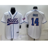 Men's Buffalo Bills #14 Stefon Diggs White Stitched Cool Base Nike Baseball Jersey