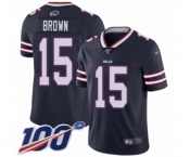 Men's Buffalo Bills #15 John Brown Limited Navy Blue Inverted Legend 100th Season Football Jersey