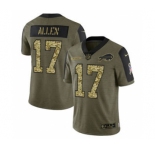 Men's Buffalo Bills #17 Josh Allen 2021 Olive Camo Salute To Service Limited Stitched Football Jersey